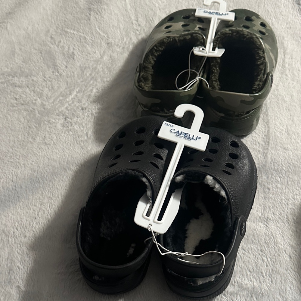 Capelli of New York Kids Black and Green Clogs(2 pairs)
